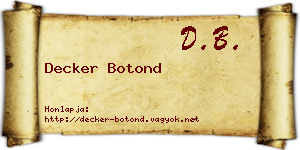 Decker Botond névjegykártya